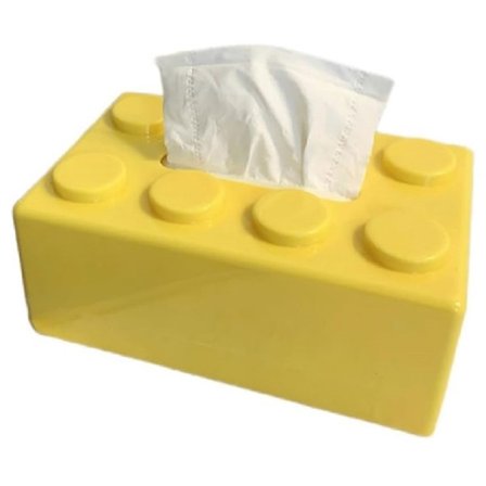1 stk. Blokformet Kleenexboks Kreativ Blok Vægorganisator Multifunktionel Stue Sofabord Kleenexboks Dekoration (Gul)