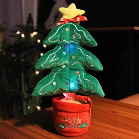 Juletræ kan synge og danse, optage og lære at tale, elektrisk fortryllende blomst solsikke plys legetøj Christmas tree Rechargeable model