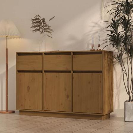 Vidaxl Skänk Honungsbrun 110x34x75 Cm Massiv Furu Brun