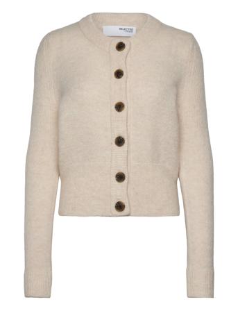 Slfsia Ras Ls Knit Cardigan Noos Selected Femme Cream
