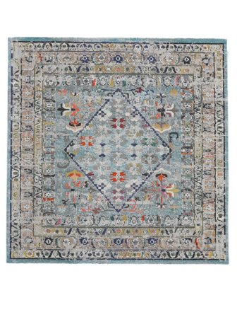 Chillon Light Blue/Multicolor Square Rug Oeko-Tex