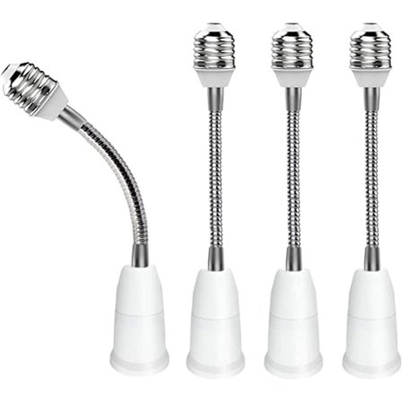 4 stk. E27 til E27 forlenger, forlengelsesadapter for lampe, pæreforlenger