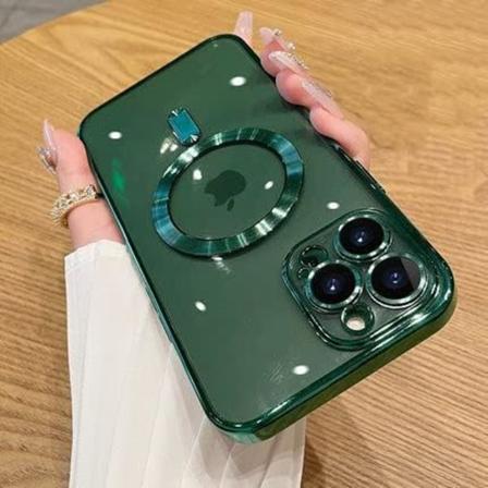 Kompatibelt iPhone 14 Pro Max-deksel med kameralinsebeskytter (kompatibelt med MagSafe) Anti-ripe støtsikkert - grønt
