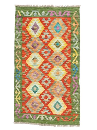 Tessuto A Mano Kilim Afghan Old Style Tappeto 66X119 Di Lana Piccolo