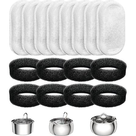 Filterpatroner - For kjæledyrvannfontener - Inkluderer 8 kattefontenefiltre og 8 pumpesvamper