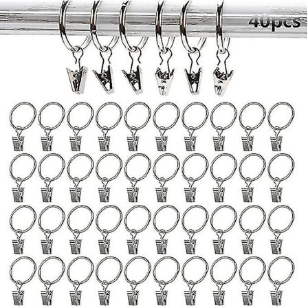 40 kpl Metalliset Verhoklipit Renkaat ID 32mm Verhot Verhojen Ikkunoiden Klipit