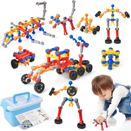 Vicloon STEM Byggelegetøj til børn, 135 stk. pædagogisk byggeklodssæt til børn fra 3 år og opefter, STEM pædagogisk børne-log-gave