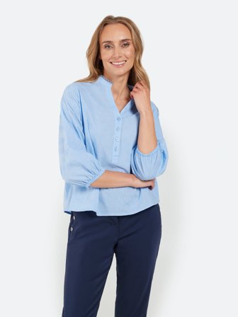 SIGNATURE - 3/4 Ærmet Bluse - Lys Blå