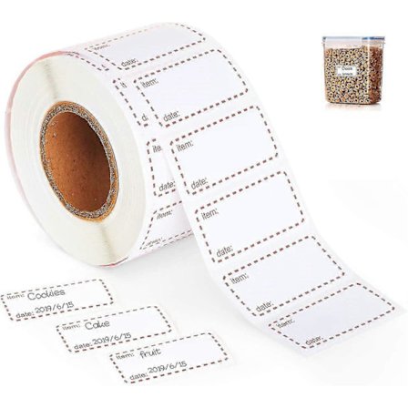 Förpackning med 1000 Avtagbara och Vattentäta Självhäftande Frysetiketter 50 x 25 mm Vita och Röda