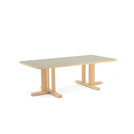 Table KUPOL, rectangular, 1600x800x500 mm, grey linoleum, birch