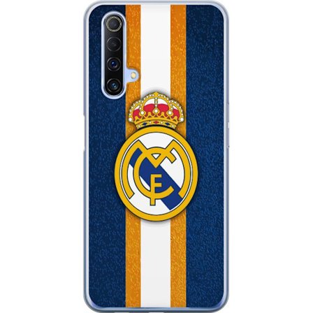 Kompatibelt Mobildeksel til Realme X50 5G Real Madrid klubbmerke med kongelig krone mot blå bakgrunn med gule og hvite striper