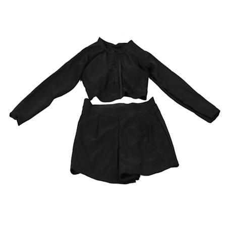Kvinnors separata långärmad baddräkt svart hög midja design polyester kvinnor tvådelad baddräkt för flickor kvinnor