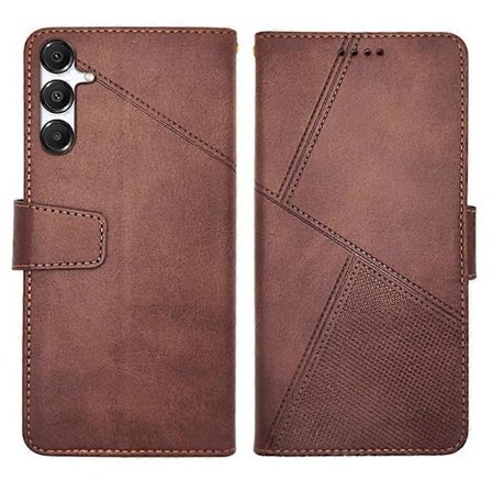 IDEWEI Samsung Galaxy A26 5G -kotelo, nahkalompakko, puhelimen suojakotelo, jalusta, vasikannahkakuvio - Kahvi