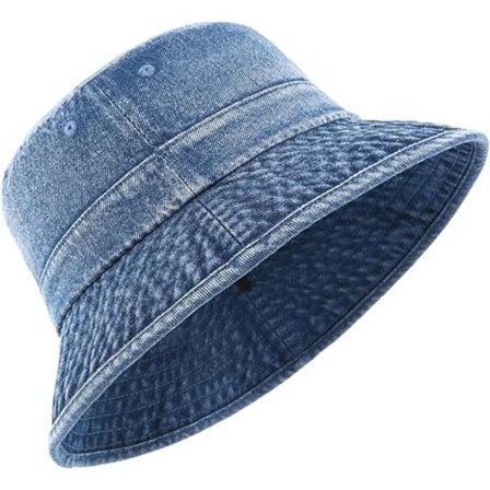 Denim Bucket Hat for store hoder, Vintage UV solhatter med bred brem stor størrelse, Sommerhagehatt Reisehatt
