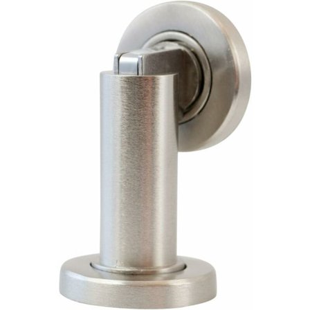 Magnetisk dørstopper MS010 i rustfrit stål look - Dørstopper med beslag til gulv- og vægmontering - Magnetisk dørstopper - Ø 5 cm, højde 8,4 cm