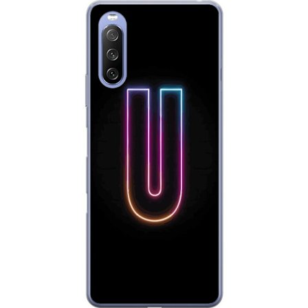 Kompatibelt Mobilskal till Sony Sony Xperia 10 III Lite Minimalistisk neonbokstav U i färgstark ljuseffekt mot svart bakgrund