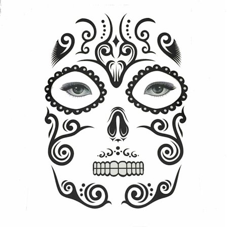 Halloween temporär ansikte konst vattentät , skalle tatuering