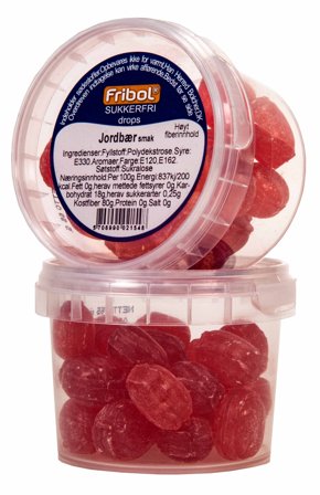 Fribol sukkerfrie drops jordbær 65 g
