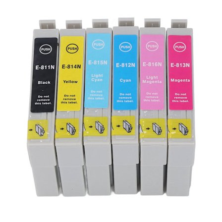 Mustekasetti BK C M Y LC LM 6 väriä Tulostus Tarvikeosa valokuvapaperille Asiakirjoille T0811N T0812N T0813N T0814N T0815N T0816N