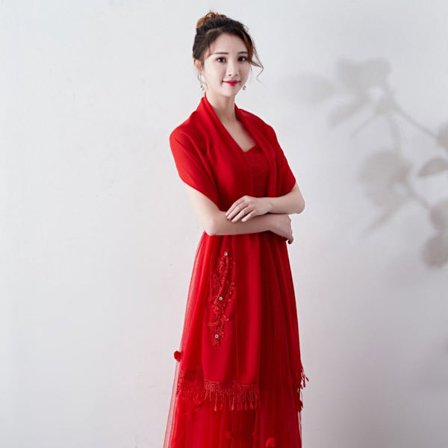 Spets Sjal Bröllop Cape RÖD