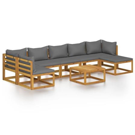 Vidaxl Loungeset För Trädgården Med Dyna 8 Delar Massivt Akaciat Grå