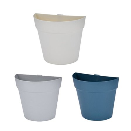 Veggmontert plastpotte for planter, blomsterpotte, veggdekorativ planteholder, halvcirkelformet, liten blomsterpotte