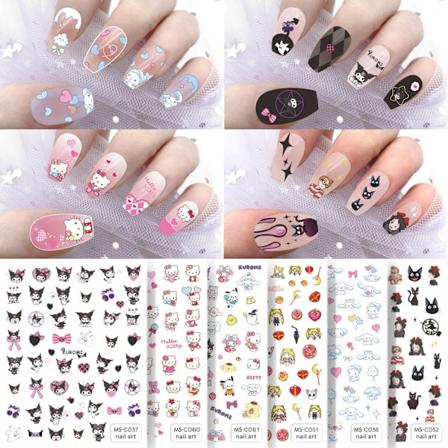 Tegneserie Sanrio neglestickers Kuromi KT katt anime karakter negl klistremerker lim vanntett
