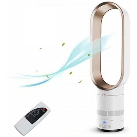 Bladlös Elektrisk Fläkt Sval Luft 16 Tum Barnsäker Tornfläkt Hemmakontor Luftkylare med Fjärrkontroll Fläkt EU-kontakt Guld