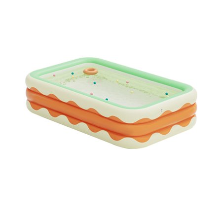 Oppblåsbar Svømmebasseng 3 Lag Sammenleggbart PVC Blåse Svømmebasseng for Innendørs Hage Oransje 1,5 meter