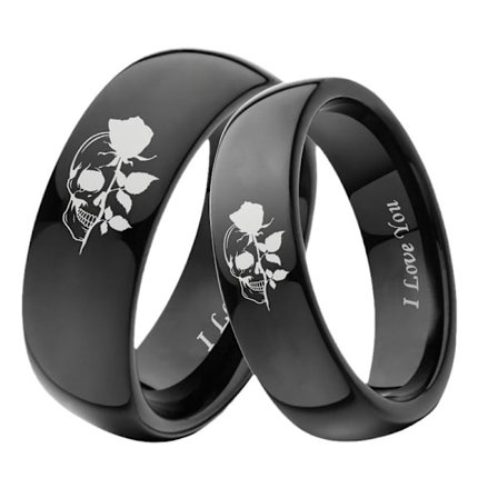 Uusi ruostumattomasta teräksestä valmistettu ruusukuvioinen pariskuntasormus, Forever Together -lupaus kihlaussormus, klassinen I love you -