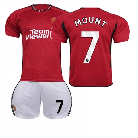 23-24 Manchester United hjemme Røde Djævle fodbolduniform sæt nr. 10 Rashford 21 Anthony 25 Sancho 7 Mount