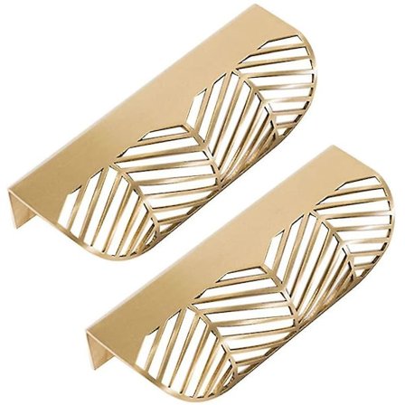 Bladformet Skuffegreb Messing Møbel Dørknap Træk Skab Skabslåge Greb