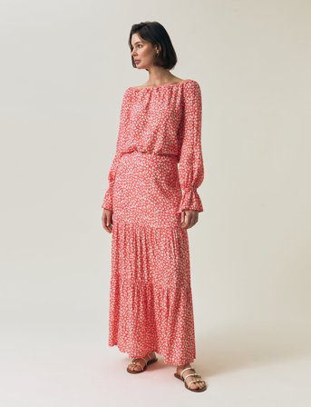 Lexington Clothing Printed Maxi Skirt - Red - S