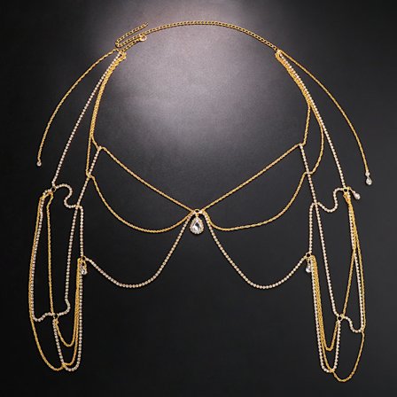 Bröllopsmultilager-Kedja med fransar och strass för axeln