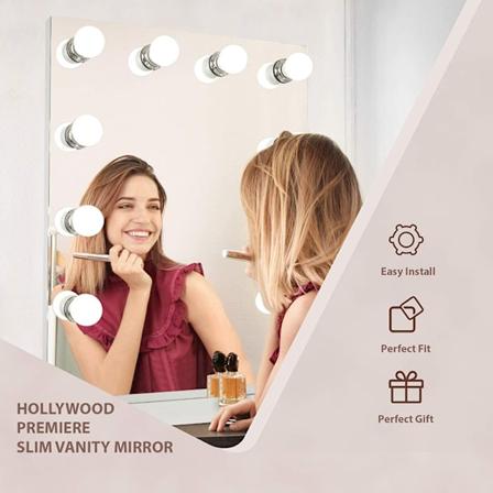6 stk. Hollywood-stil LED-kosmetik spejl lys - 3 farver - spejl ikke inkluderet