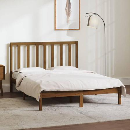 Vidaxl Sängram Honungsbrun Massiv Furu 140x190 Cm Brun