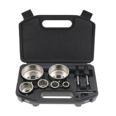 /EA/9 stk. diamantbelagte keramiske hulsave og legeringsopbevaringsboks 6 hulstørrelser 22-73 mm til skæring af mursten, gips, beton