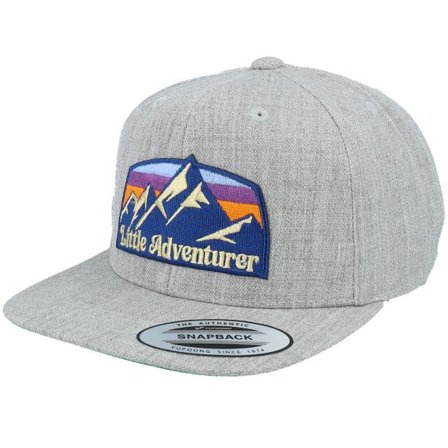 Kiddo Cap - Grå snapback Keps - Kids Little Adventurer Mountain Patch Heather Grey Snapback @ Hatstore