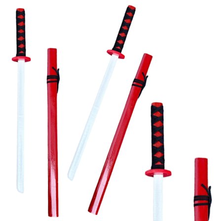 Katana træsværd til træning, rød, 70 cm