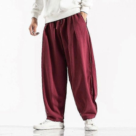Herr Bomull och Linne Byxor Haremsbyxor Lös Casual Strandbyxor Vida Ben Stor Storlek Japansk Streetwear Joggers Herr