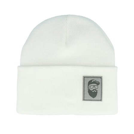 Bearded Man - Weiss Cuff Mütze - Cap Man Patch White Beanie @ Hatstore