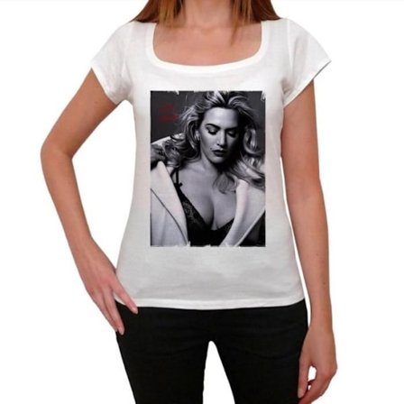 T-shirt Dam - ULTRABASIC - Kate Winslet - 100% Bomull - Korta Ärmar - Bred Krage
