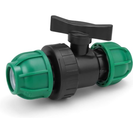 Polyeteenikuulaventtiili - 25mm - Puristusliitos - Pikaliitin Kuulaventtiili Kasteluputkelle