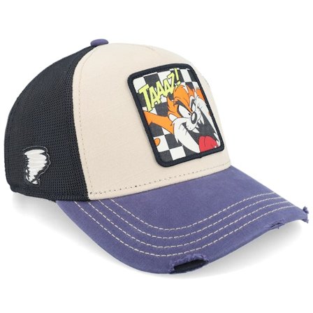 Capslab - Kids Looney Tunes Tasmanian Devil Black/Beige/Blue A-Frame Trucker Trucker Beige Cap - @ Hatstore