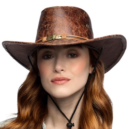 Läder Cowboyhatt Brun
