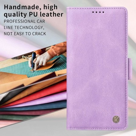 Etui til iPhone 14 Plus Lys Lilla Soft-Touch Side Spænde Frosted Wallet med Kortholder Flip