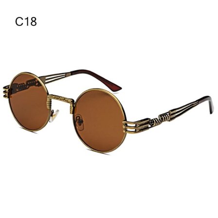 Runda Steampunk Solglasögon Metallram Solglasögon C18 C18
