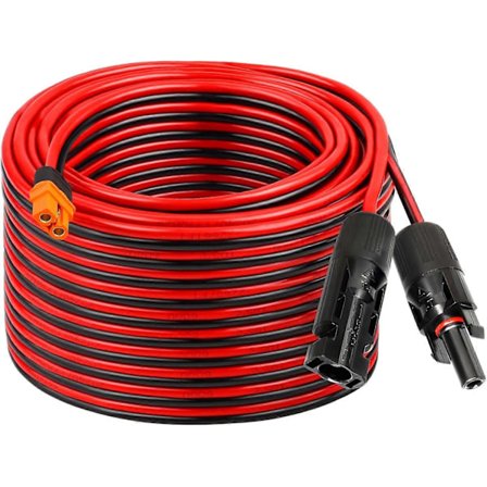 Sol till XT60i-kabel 12AWG 20FT Solpanel till XT60i Adapterkontakt XT60i-F Förlängningskabel för Bärbar Kraftstation Solgenerator