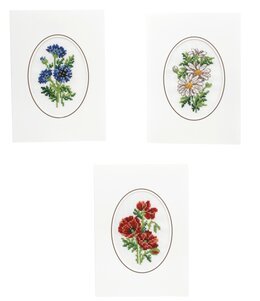 Broderikit Kort Blommor 3-pack