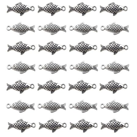 Dubbelsidiga fiskberlocker Silverpläterade Fish Charms legeringshänge